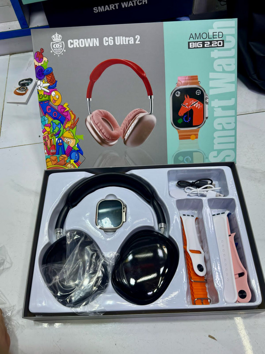 Crown c6 Ultra 2 smart watch With Headphones