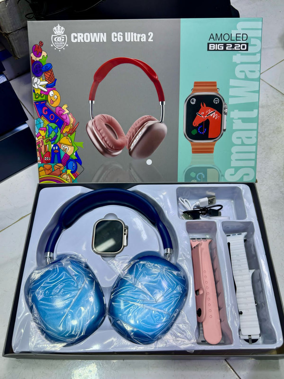 Crown c6 Ultra 2 smart watch With Headphones